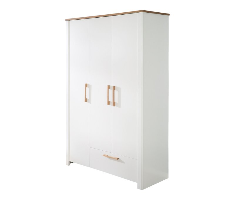 roba 3-Türiger Kleiderschrank »Ava« - 138,5x54x200cm - weiß - Holz / Holz / Metall