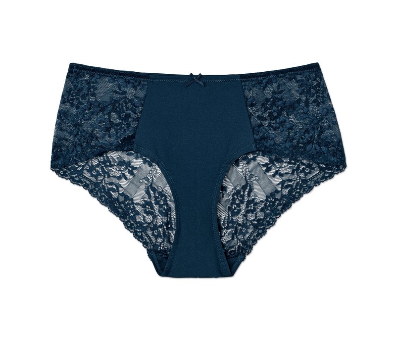 Tchibo - Spitzen-Panty - Damen - Gr. XL - dunkelblau/geblümt