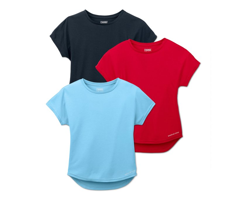 Tchibo - 3 Mädchen-Funktionsshirts mit recyceltem Material - Mädchen - Gr. 146/152 - dunkelblau
