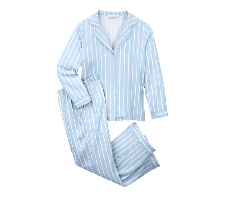 Tchibo - Pyjama - Damen - Gr. 40 - hellblau/gestreift