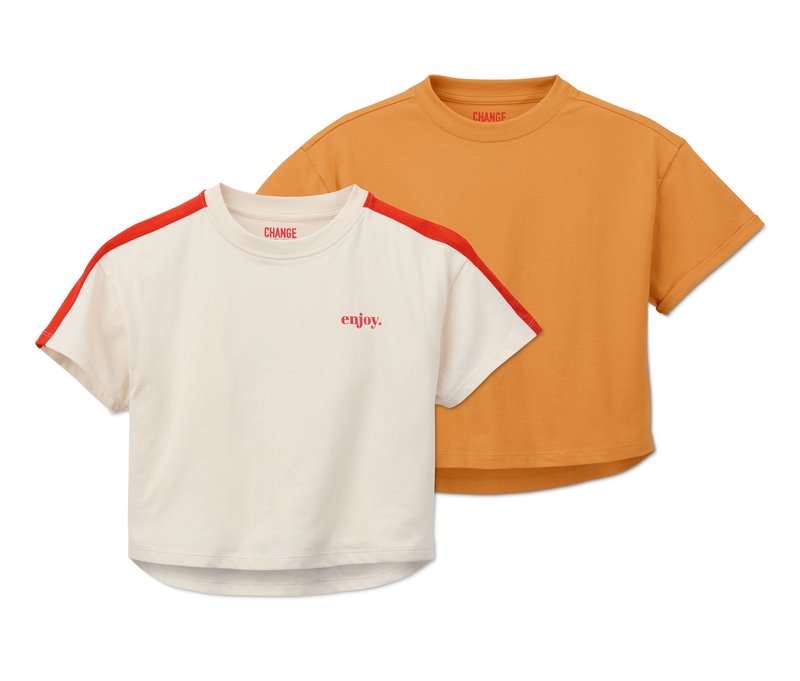 Tchibo - 2 Cropped-T-Shirts - Mädchen - Gr. 158/164 - orange