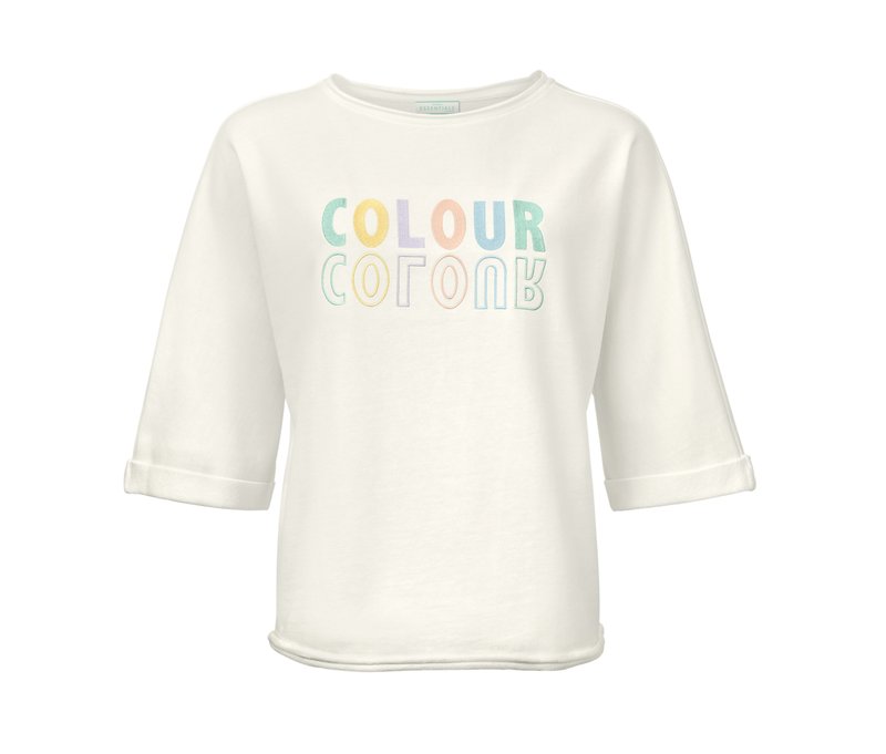 Tchibo - Sweatshirt mit 3/4-Arm - Damen - Gr. XL - weiß/print