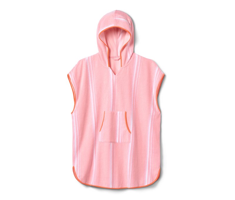 Tchibo - Frottierponcho aus Bio-Baumwolle - Mädchen - Gr. 134/140 - weiß/gestreift