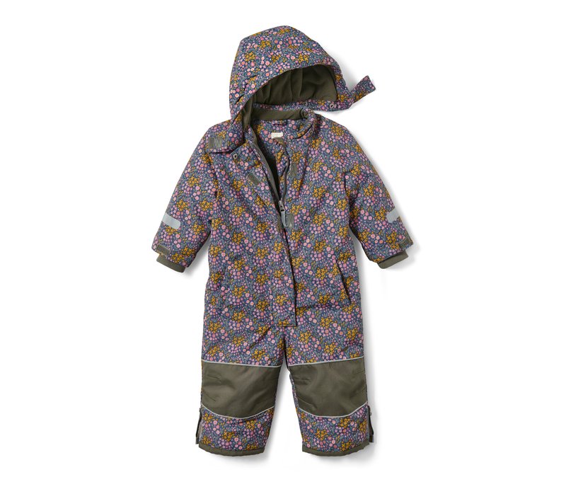 Tchibo - Schneeanzug mit Blümchen-Print - Baby - Gr. 74/80 - blau/geblümt