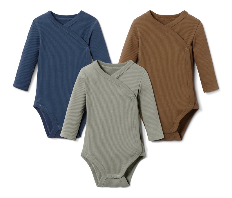 Tchibo - 3 Langarmbodys - Newborn - Gr. 50/56 - dunkelblau