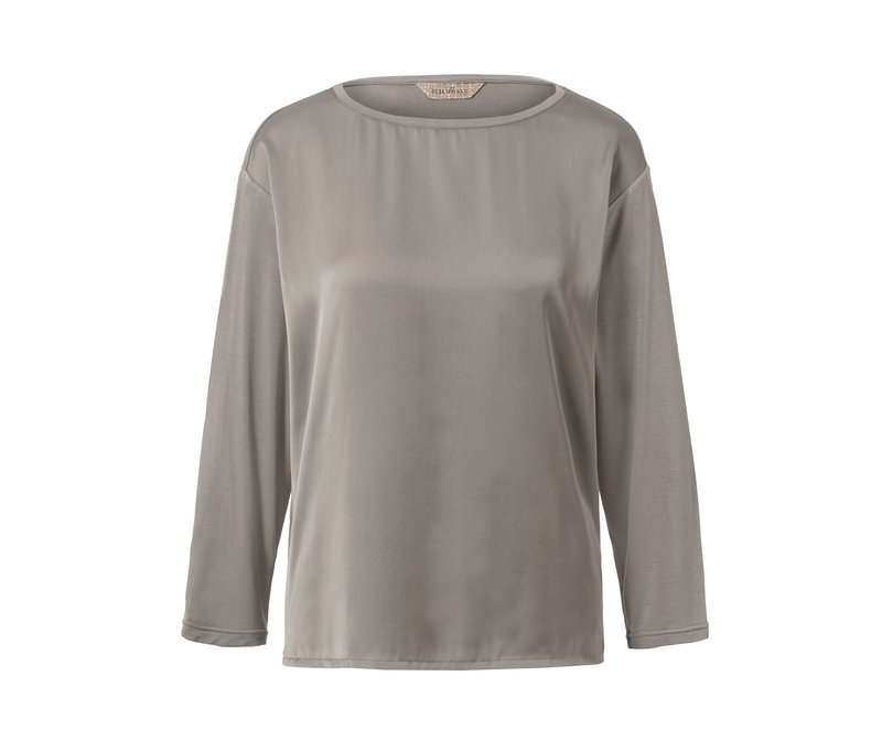 Tchibo - Blusenshirt im Materialmix - Damen - Gr. M - taupe