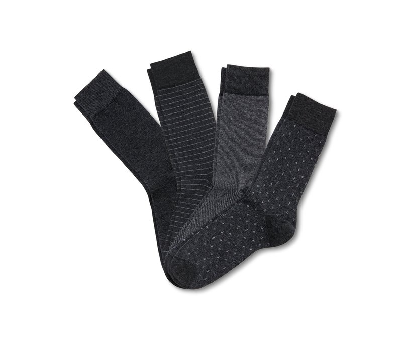 Tchibo - 4 Paar Socken - Herren - Gr. 44-46 - anthrazit/gestreift
