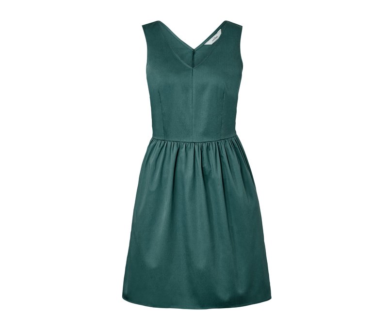 Tchibo - Kleid mit V-Ausschnitt - Damen - Gr. 44 - dunkelgrün