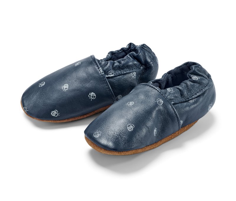 Tchibo - Baby-Lederschühchen - Gr. 19-20 - dunkelblau/print