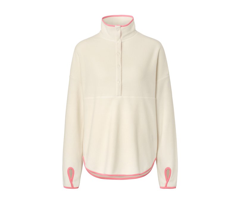 Tchibo - Fleecepullover mit Knopfleiste - Damen - Gr. L - offwhite