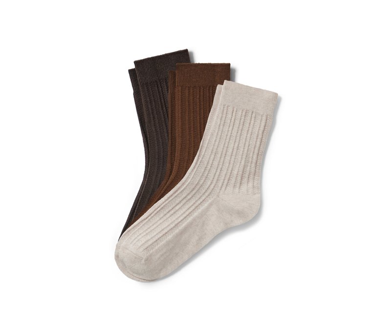 Tchibo - 3 Paar Socken mit Zopfmuster - Damen - Gr. 35-38 - dunkelbraun