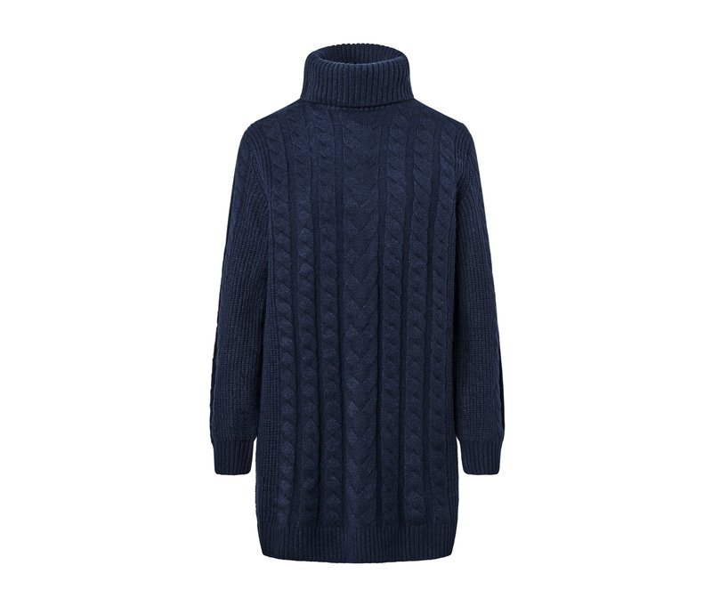 Tchibo - Langer Strickpullover mit Zopfmuster - Damen - Gr. S - dunkelblau