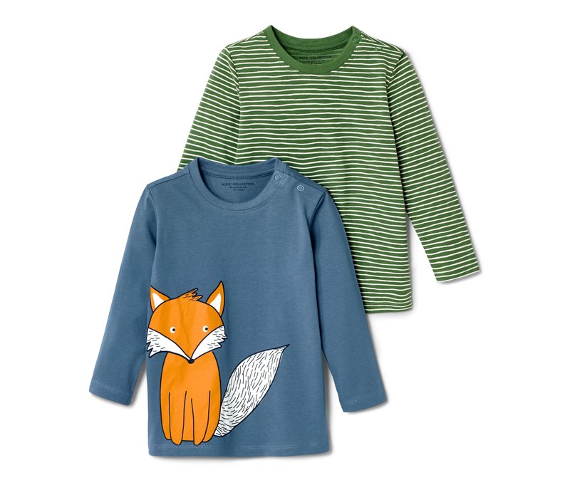 Tchibo - 2 Kleinkind-Langarmshirts - Herren - Gr. 86/92 - weiß/print