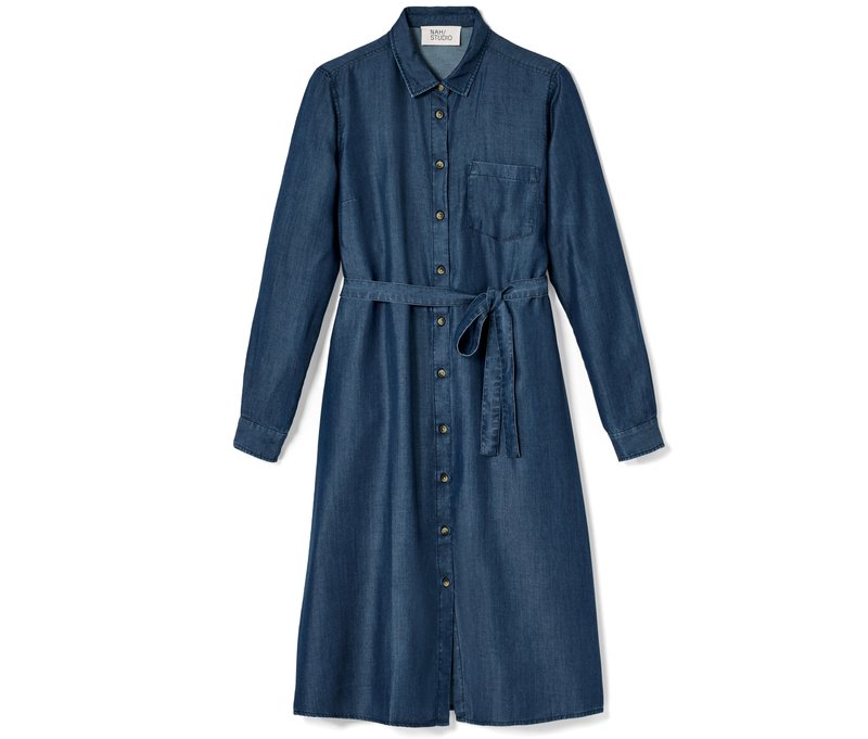 Nah/Studio Midi-Kleid - Eco-Lyocell - Gr. 36 - dunkelblau