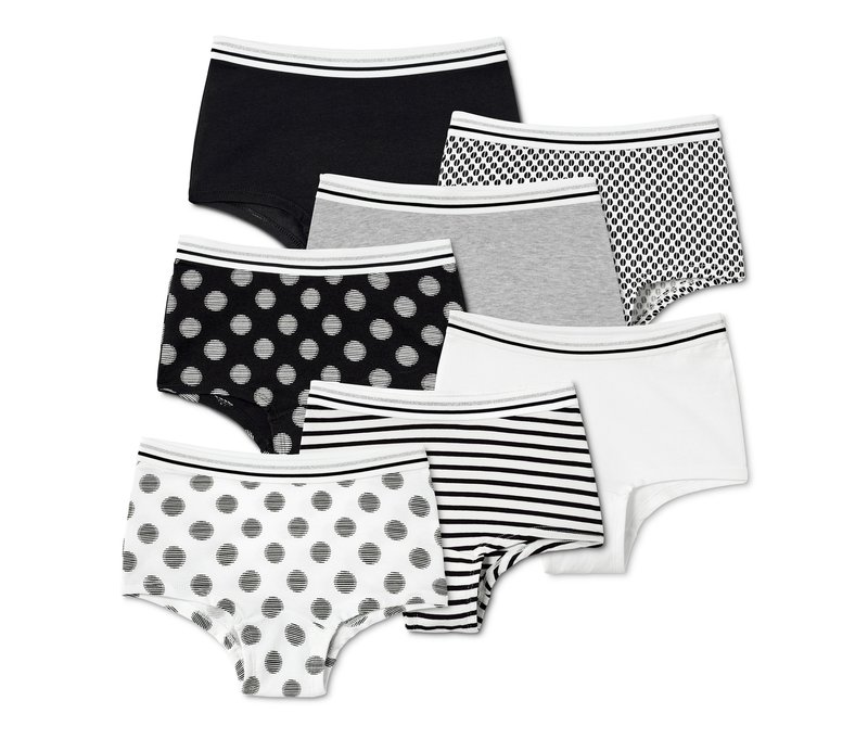 Tchibo - 7 Mädchen-Pantys - Mädchen - Gr. 122/128 - schwarz/gepunktet