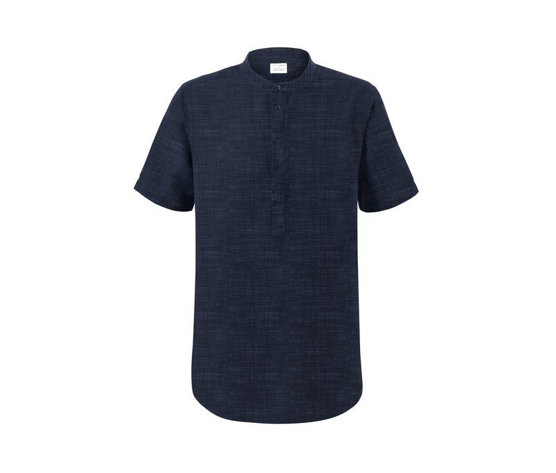 Tchibo - Kurzarmhemd mit Leinen - Herren - Gr. XL - dunkelblau