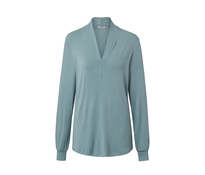 Tchibo - Langarmshirt mit V-Ausschnitt - Damen - Gr. L - blau