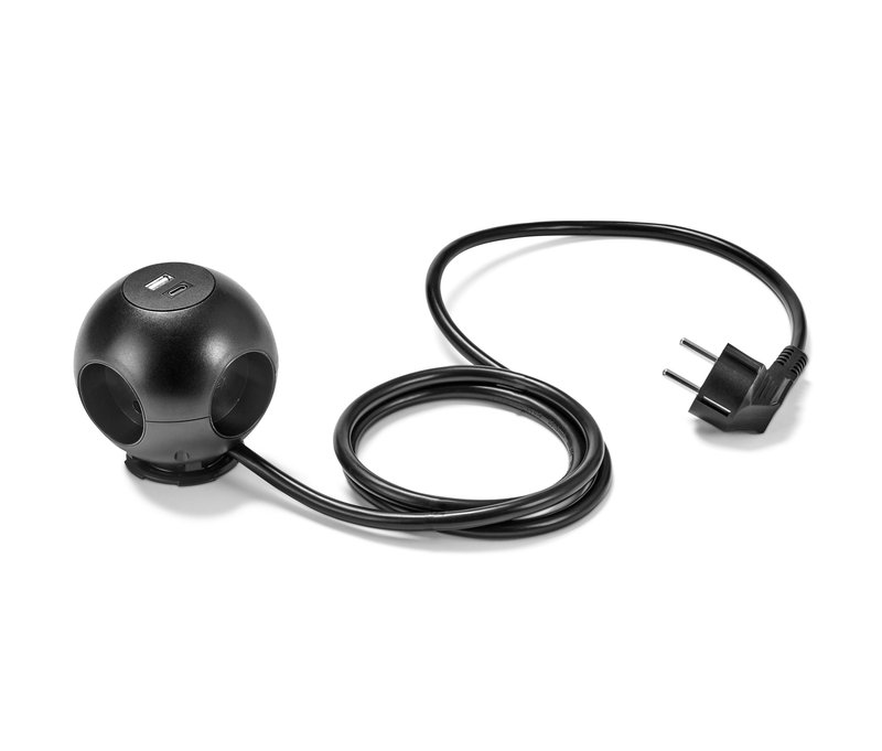 Tchibo - Steckdosenball mit USB-Ladefunktion - schwarz