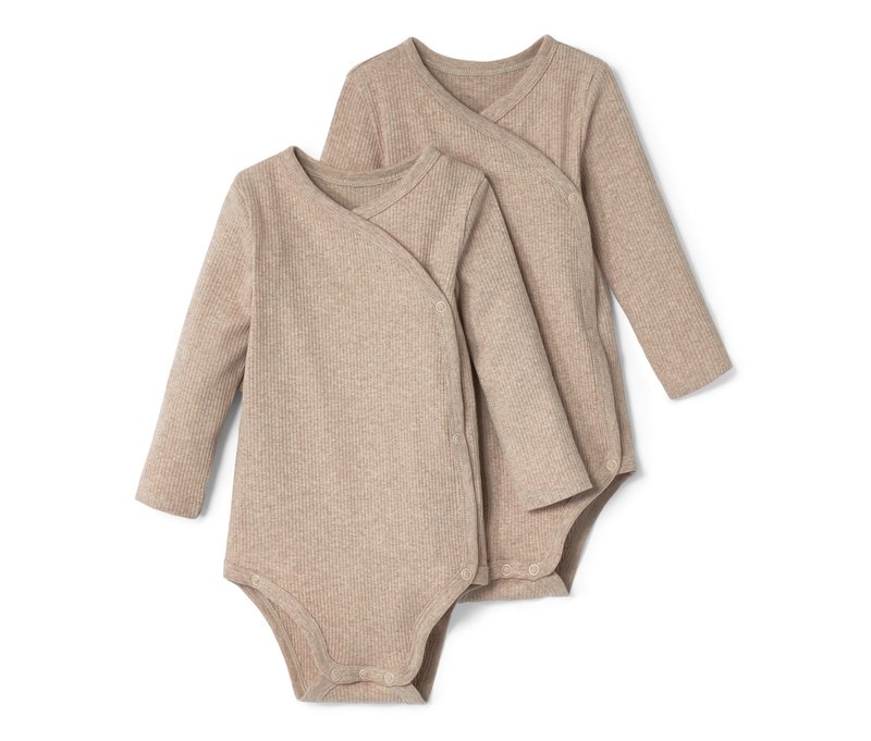 Tchibo - 2 Baby-Langarmbodys - Herren - Gr. 86/92 - beige