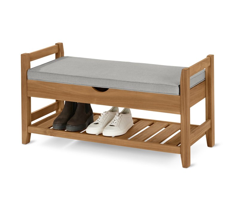 Tchibo - Sitzbank mit viel Stauraum - 106,5x45x54,5cm - grau - Akazienholz / Polyester