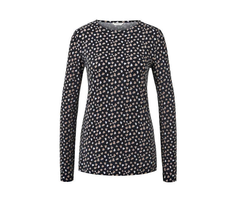 Tchibo - Langarmshirt mit Alloverprint - Damen - Gr. XXL - creme/print