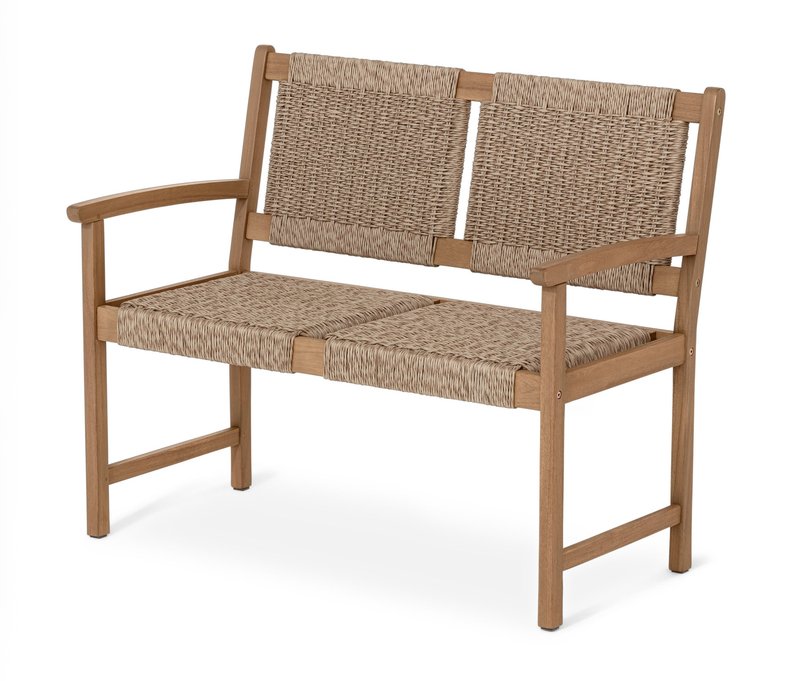 Tchibo - Gartenbank mit Rattan-Geflecht - 106x61x90cm - beige - Polyethylen / Akazienholz / Kunststoff