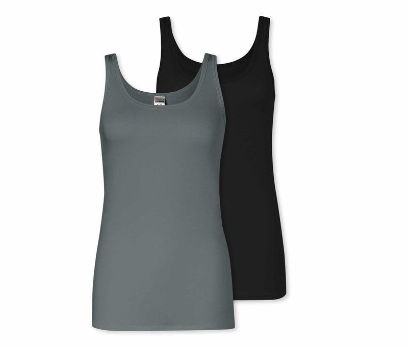 2 Schiesser Trägertops - Damen - Gr. 38 - dunkelgrün