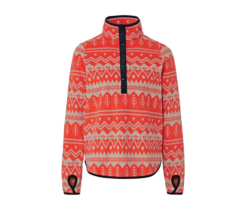 Tchibo - Fleecepullover - Damen - Gr. S - orange/print