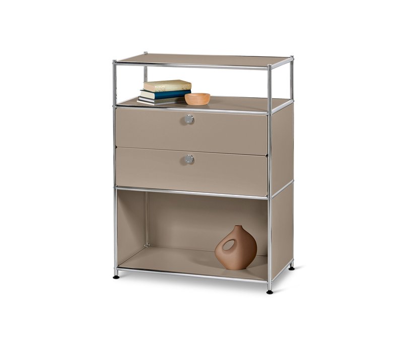 Tchibo - Kommode Metall »Cn3« mit 2 Schubladen - 77x40x102cm - taupe - Stahl / Aluminium / Kunststoff