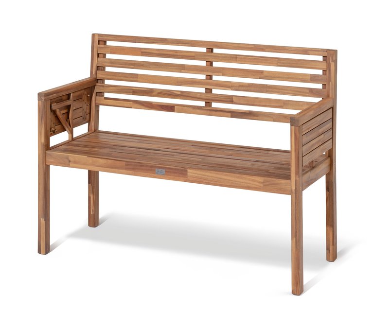 Tchibo - Gartenbank »Lenja« mit ausklappbaren Armlehnen - 120x51x90cm - braun - Akazienholz / Stahl / Polypropylen
