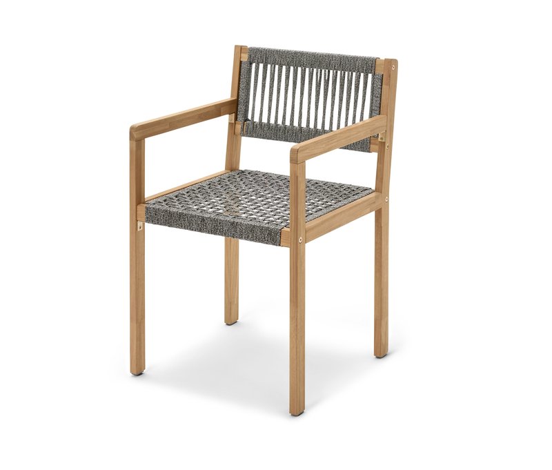Tchibo - Dining-Stuhl mit Textilgeflecht - 50x53x80cm - grau - Akazienholz / Stahl / Polypropylen