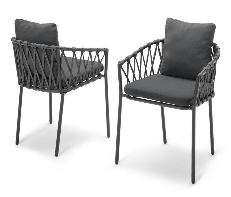 Tchibo - 2 Dining-Sessel mit Textilgeflecht - 55x62x71,5cm - schwarz - Stahl / Polyester / Polypropylen