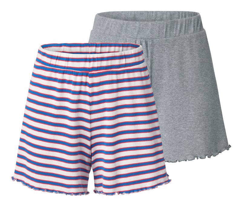 Tchibo - 2 Shorts aus Rippe - Damen - Gr. XL - weiß/gestreift