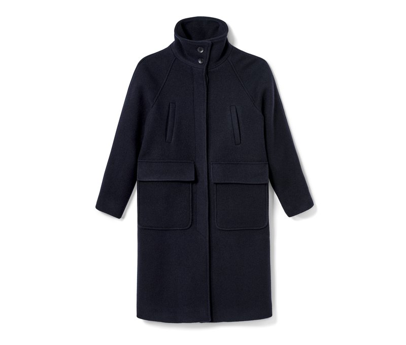 Nah/Studio Mantel - recycelte Wolle - Gr. 34 - dunkelblau