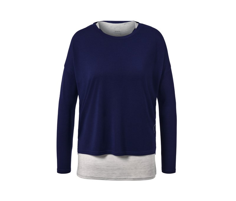 Tchibo - 2-in-1-Sportshirt - Damen - Gr. L - hellgrau