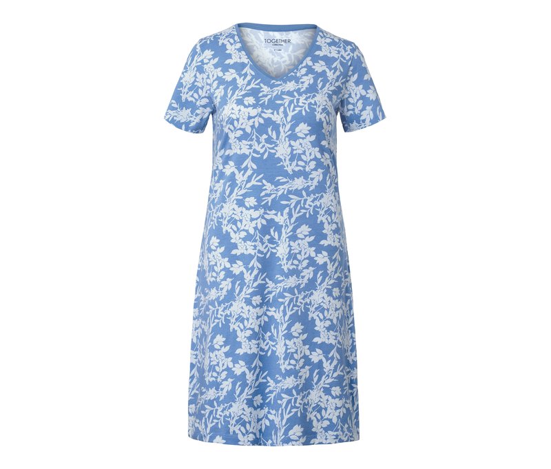 Tchibo - Nachthemd - Damen - Gr. S - weiß/geblümt