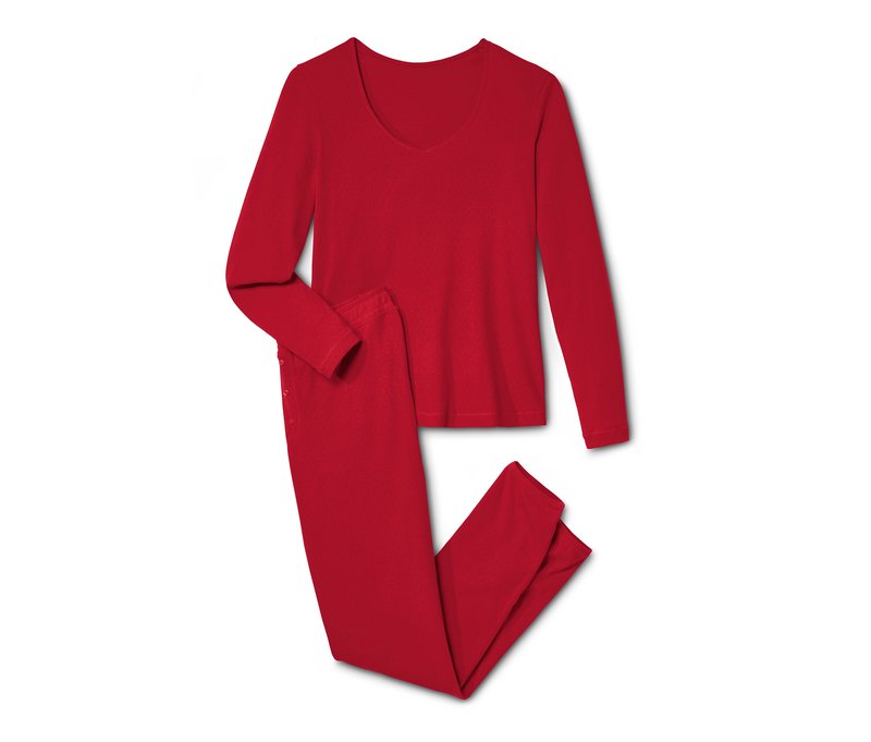 Ajour-Pyjama - Damen - Gr. XL - rot