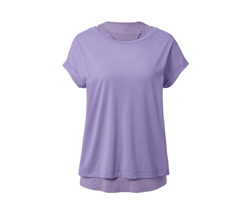 Tchibo - 2-in-1-Kurzarm-Sportshirt - Damen - Gr. L - lila
