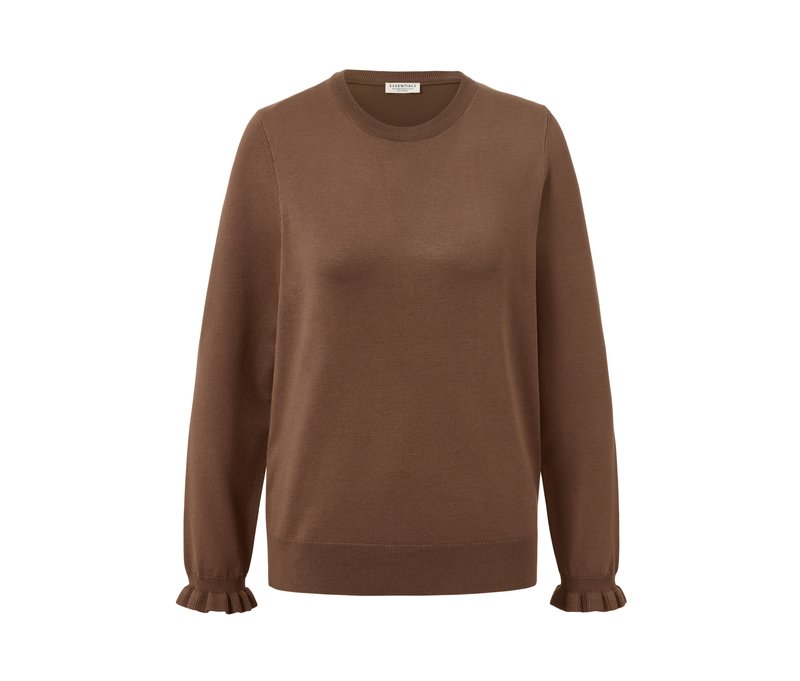 Tchibo - Feinstrickpullover mit Rüschendetail - Damen - Gr. XL - cognac