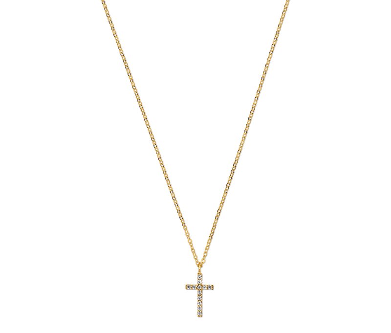 Tchibo - 375 Gold Kette Kreuz - weiß