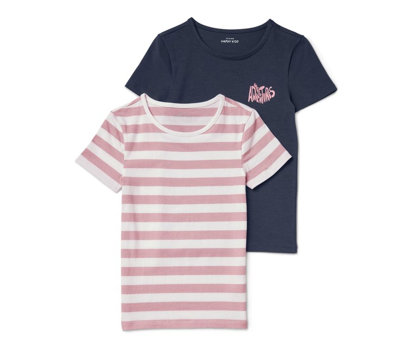 Tchibo - 2 Kinder-T-Shirts - Mädchen - Gr. 122/128 - dunkelblau