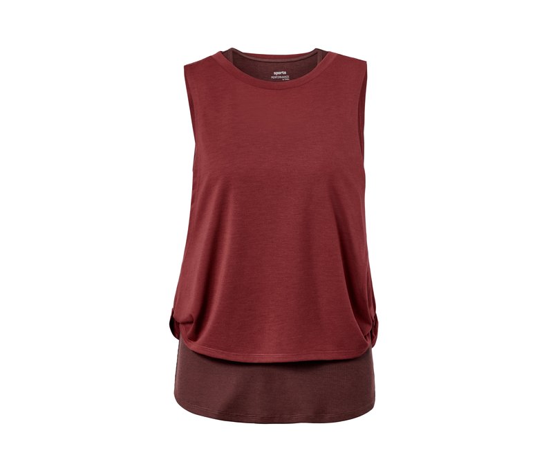 Tchibo - 2-in-1-Sporttop - Damen - Gr. L - dunkelrot