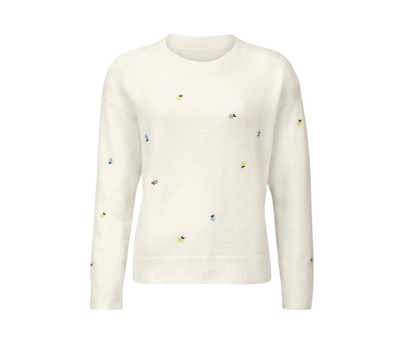 Tchibo - Bestickter Strickpullover - Damen - Gr. L - weiß