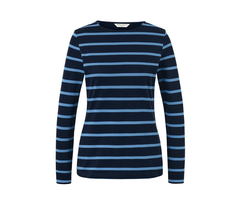 Tchibo - Gestreiftes Langarmshirt - Damen - Gr. L - dunkelblau/gestreift