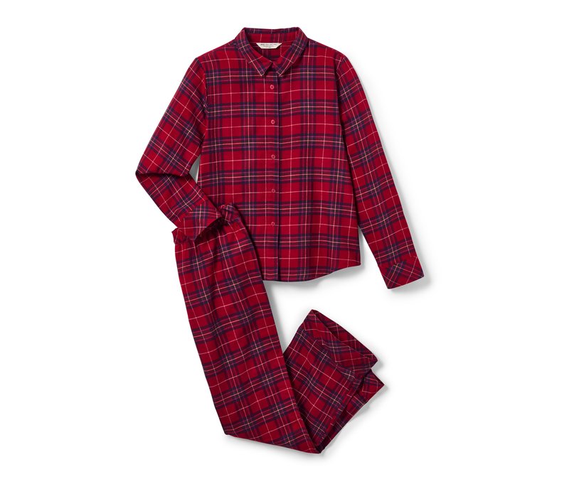 Tchibo - Flanell-Pyjama - Damen - Gr. 36 - dunkelblau/kariert