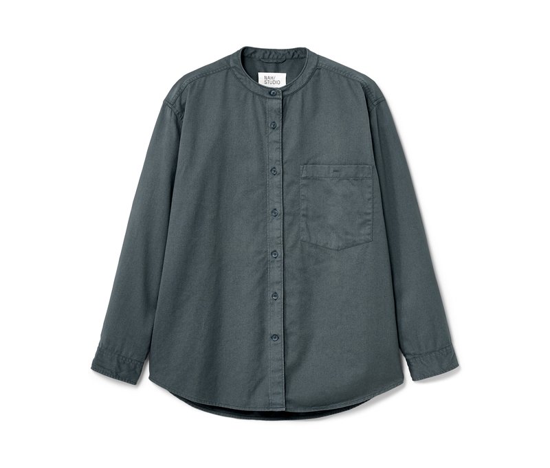 Nah/Studio Hemdbluse - nachhaltige Baumwolle - Gr. 36 - blau