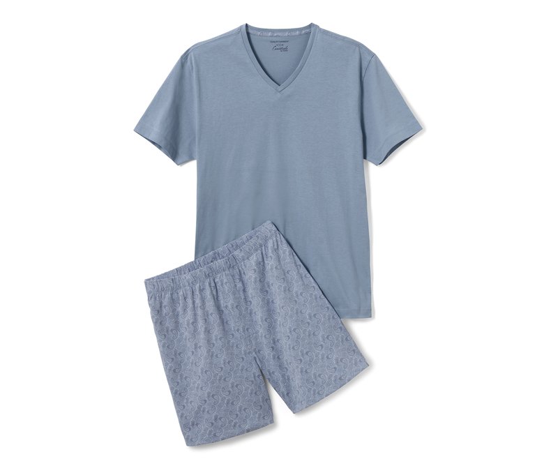 Tchibo - Shorty-Pyjama - Herren - Gr. L - hellblau/paisley