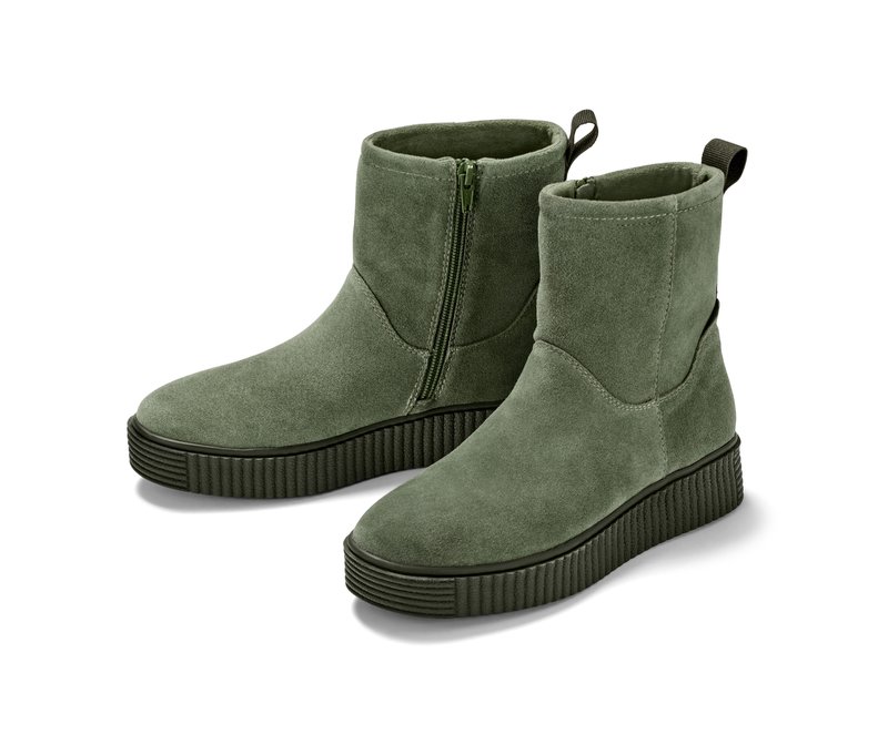 Tchibo - Veloursleder-Boots - Damen - Gr. 40 - dunkelgrün