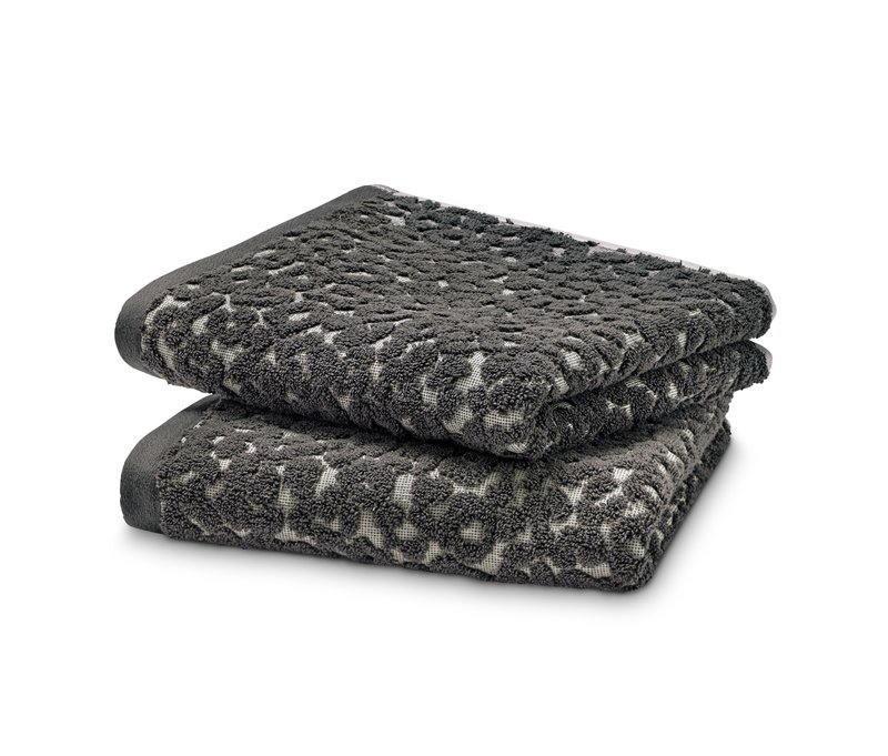 Tchibo - 2 Jacquard-Handtücher im Leo-Dessin - dunkelgrau