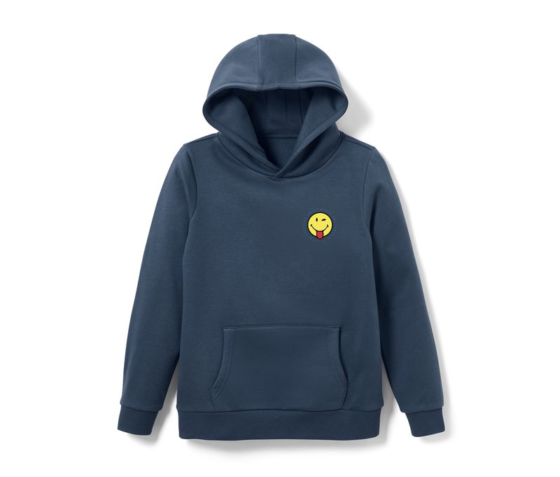 Tchibo - Kinder-Sweat-Hoodie »Smiley« - Herren - Gr. 158/164 - graublau/print